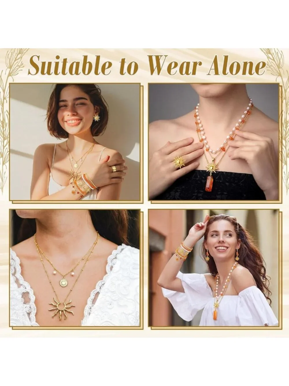 16-Piece Gold Sun Jewelry Set for Women - Sunburst Earrings & Rings Collection